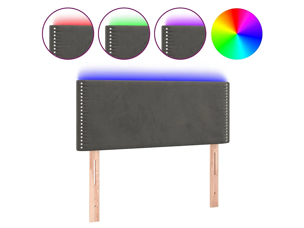 Hoofdbord LED 100x5x78/88 cm fluweel donkergrijs