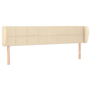 Hoofdbord met randen 163x23x78/88 cm stof crèmekleurig Hoofdbord met randen 163x23x78/88 cm stof crèmekleurig