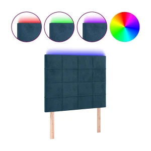 Hoofdbord LED 80x5x118/128 cm fluweel donkerblauw