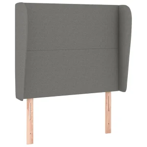 Hoofdbord met randen 83x23x118/128 cm stof donkergrijs Hoofdbord met randen 83x23x118/128 cm stof donkergrijs