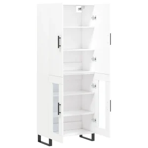 Hoge kast 69,5x34x180 cm bewerkt hout wit