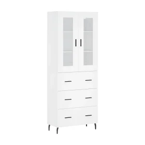 Hoge kast 69,5x34x180 cm bewerkt hout wit