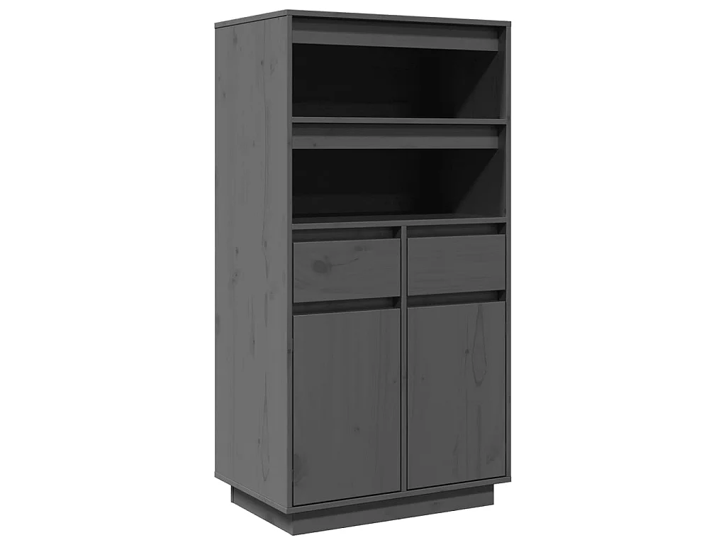 Hoge kast 60x40x116,5 cm massief grenenhout grijs