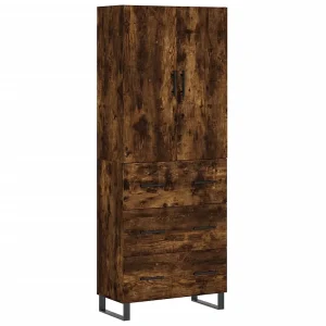 Hoge kast 69,5x34x180 cm bewerkt hout gerookt eikenkleurig Hoge kast 69,5x34x180 cm bewerkt hout gerookt eikenkleurig