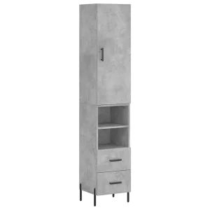 Hoge kast 34,5x34x180 cm bewerkt hout betongrijs Hoge kast 34,5x34x180 cm bewerkt hout betongrijs