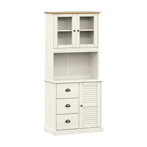 Hoge kast VIGO 78x40x175 cm massief grenenhout wit