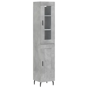 Hoge kast 34,5x34x180 cm bewerkt hout betongrijs Hoge kast 34,5x34x180 cm bewerkt hout betongrijs