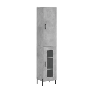 Hoge kast 34,5x34x180 cm bewerkt hout betongrijs Hoge kast 34,5x34x180 cm bewerkt hout betongrijs