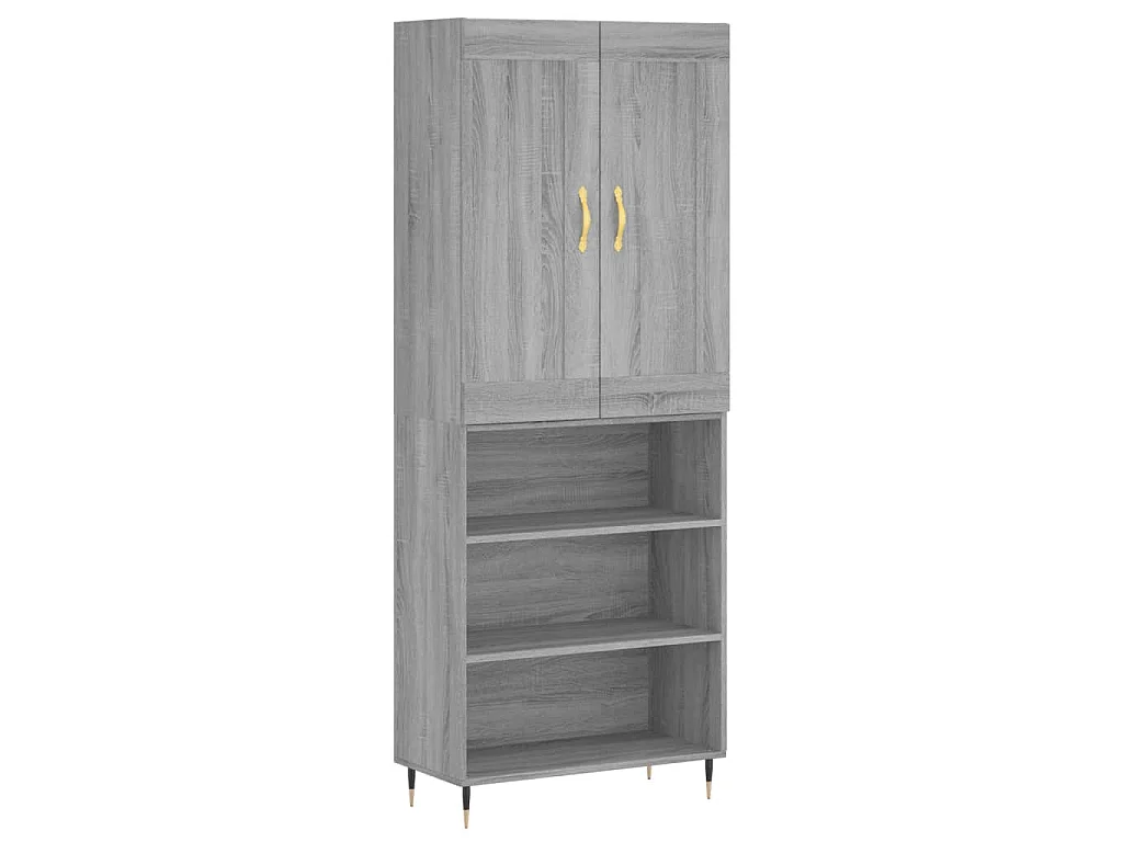 Hoge kast 69,5x34x180 cm bewerkt hout grijs sonoma eikenkleurig