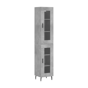 Hoge kast 34,5x34x180 cm bewerkt hout betongrijs Hoge kast 34,5x34x180 cm bewerkt hout betongrijs