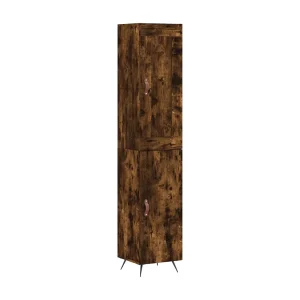 Hoge kast 34,5x34x180 cm bewerkt hout gerookt eikenkleurig Hoge kast 34,5x34x180 cm bewerkt hout gerookt eikenkleurig