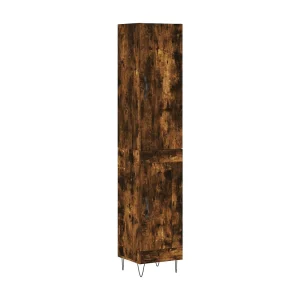 Hoge kast 34,5x34x180 cm bewerkt hout gerookt eikenkleurig Hoge kast 34,5x34x180 cm bewerkt hout gerookt eikenkleurig