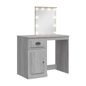 Kaptafel met LED-verlichting 90x42x132,5 cm grijs sonoma