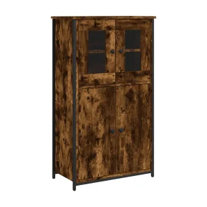 Hoge kast 62x32x106,5 cm bewerkt hout gerookt eikenkleurig Hoge kast 62x32x106,5 cm bewerkt hout gerookt eikenkleurig