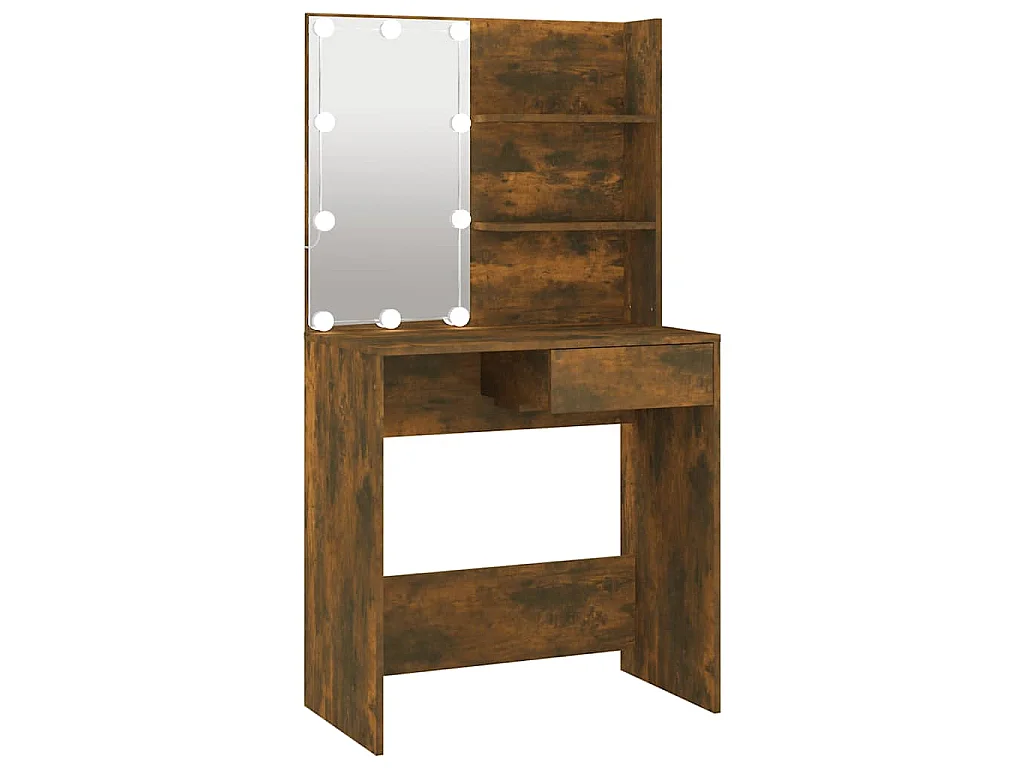 Kaptafel met LED-verlichting 74,5x40x141 cm gerookt eikenkleur