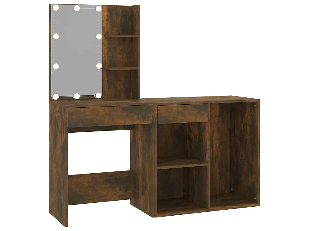 Kaptafel met kastje bewerkt hout gerookt eikenkleurig
