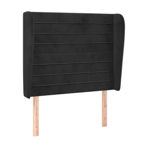 Hoofdbord met randen 83x23x118/128 cm fluweel zwart Hoofdbord met randen 83x23x118/128 cm fluweel zwart