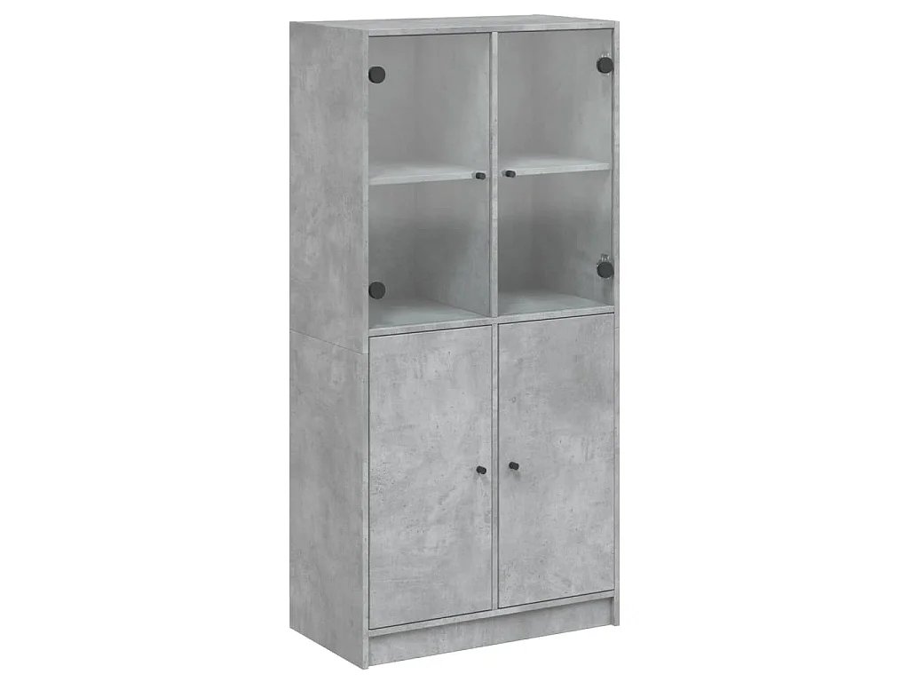 Hoge kast met deuren 68x37x142 cm bewerkt hout betongrijs