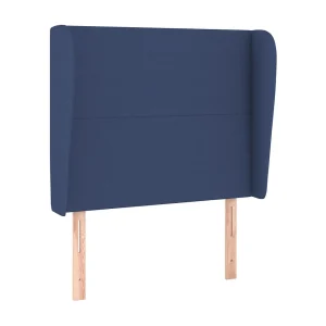 Hoofdbord met randen 93x23x118/128 cm stof blauw Hoofdbord met randen 93x23x118/128 cm stof blauw