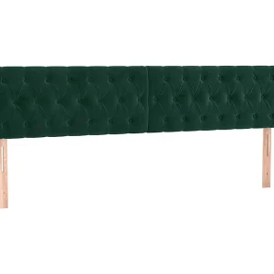 Hoofdbord met randen 203x16x78/88 cm fluweel donkergroen