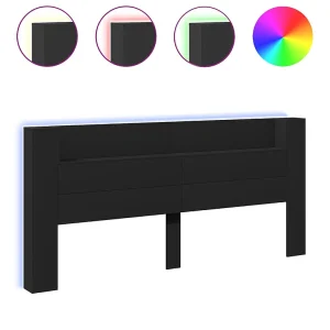 Hoofdbordkast met LED-verlichting 220×16,5×103,5 cm zwart Hoofdbordkast met LED-verlichting 220×16,5×103,5 cm zwart