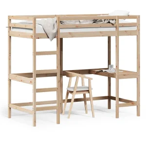Hoogslaper met bureau massief grenenhout 90×200 cm Hoogslaper met bureau massief grenenhout 90×200 cm