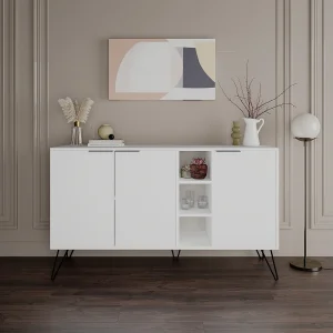 Houten dressoir "Clara" – 142 x 35 x 83 cm – Wit Houten dressoir "Clara" – 142 x 35 x 83 cm – Wit