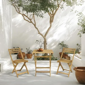 Houten tuintafel en tuinset "Aldo" – 2 zits – Bruin Houten tuintafel en tuinset "Aldo" – 2 zits – Bruin