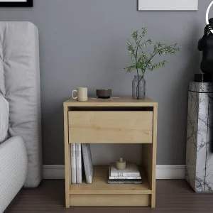 Houten nachtkastje "Sheridan" – 45 x 40 x 53 cm – Beige Houten nachtkastje "Sheridan" – 45 x 40 x 53 cm – Beige