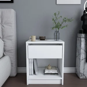Houten nachtkastje "Sheridan" – 45 x 40 x 53 cm – Wit Houten nachtkastje "Sheridan" – 45 x 40 x 53 cm – Wit