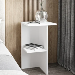 Houten nachtkastje "Leray" – 36 x 36 x 60 cm – Wit Houten nachtkastje "Leray" – 36 x 36 x 60 cm – Wit