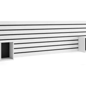 Hoofdeinde, Nachtkastjes, 214x70x3cm, Bed van 135,140,150,160cm, Lamellenwand, Wit Hoofdeinde, Nachtkastjes, 214x70x3cm, Bed van 135,140,150,160cm, Lamellenwand, Wit