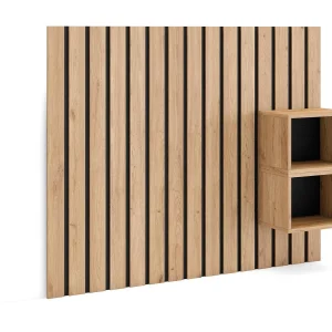 Hoofdeinde, Nachtkastjes, 133x107x3cm, Bed van 80,90,110cm, Lamellenwand, Eiken Hoofdeinde, Nachtkastjes, 133x107x3cm, Bed van 80,90,110cm, Lamellenwand, Eiken