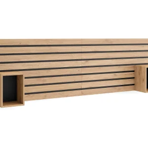 Hoofdeinde, Nachtkastjes, 214x70x3, Bed van 135,140,150,160cm, Lamellenwand, Eiken Hoofdeinde, Nachtkastjes, 214x70x3, Bed van 135,140,150,160cm, Lamellenwand, Eiken