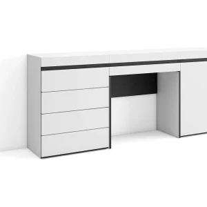 Kaptafel, Make-uptafel, 177x35x75cm, Met lade, Ladekast, Commode, Wit Kaptafel, Make-uptafel, 177x35x75cm, Met lade, Ladekast, Commode, Wit
