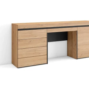 Kaptafel, Make-uptafel, 177x35x75cm, Met lade, Ladekast, Commode, Eiken Kaptafel, Make-uptafel, 177x35x75cm, Met lade, Ladekast, Commode, Eiken