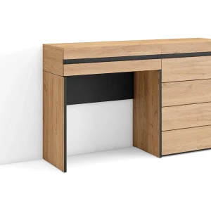 Kaptafel, Make-uptafel, 127x35x75cm, Met lade, Ladekast, Commode, Eiken Kaptafel, Make-uptafel, 127x35x75cm, Met lade, Ladekast, Commode, Eiken