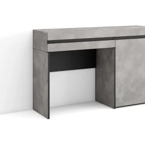 Kaptafel, Make-uptafel, 121x35x75cm, Met lade, Slaapkamer, Cement Kaptafel, Make-uptafel, 121x35x75cm, Met lade, Slaapkamer, Cement
