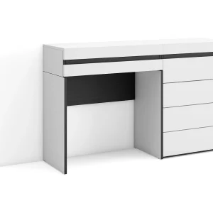Kaptafel, Make-uptafel, 127x35x75cm, Met lade, Ladekast, Commode, Wit Kaptafel, Make-uptafel, 127x35x75cm, Met lade, Ladekast, Commode, Wit