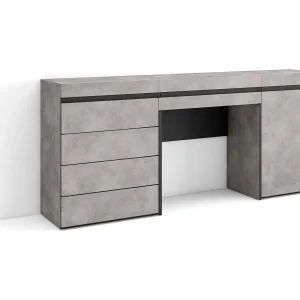 Kaptafel, Make-uptafel, 177x35x75cm, Met lade, Ladekast, Commode, Cement Kaptafel, Make-uptafel, 177x35x75cm, Met lade, Ladekast, Commode, Cement