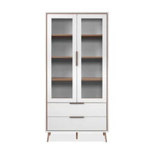Hoog dressoir met 2 glazen deuren, 2 lades en 6 legplanken binnenin, 90 cm – ARONA Hoog dressoir met 2 glazen deuren, 2 lades en 6 legplanken binnenin, 90 cm – ARONA