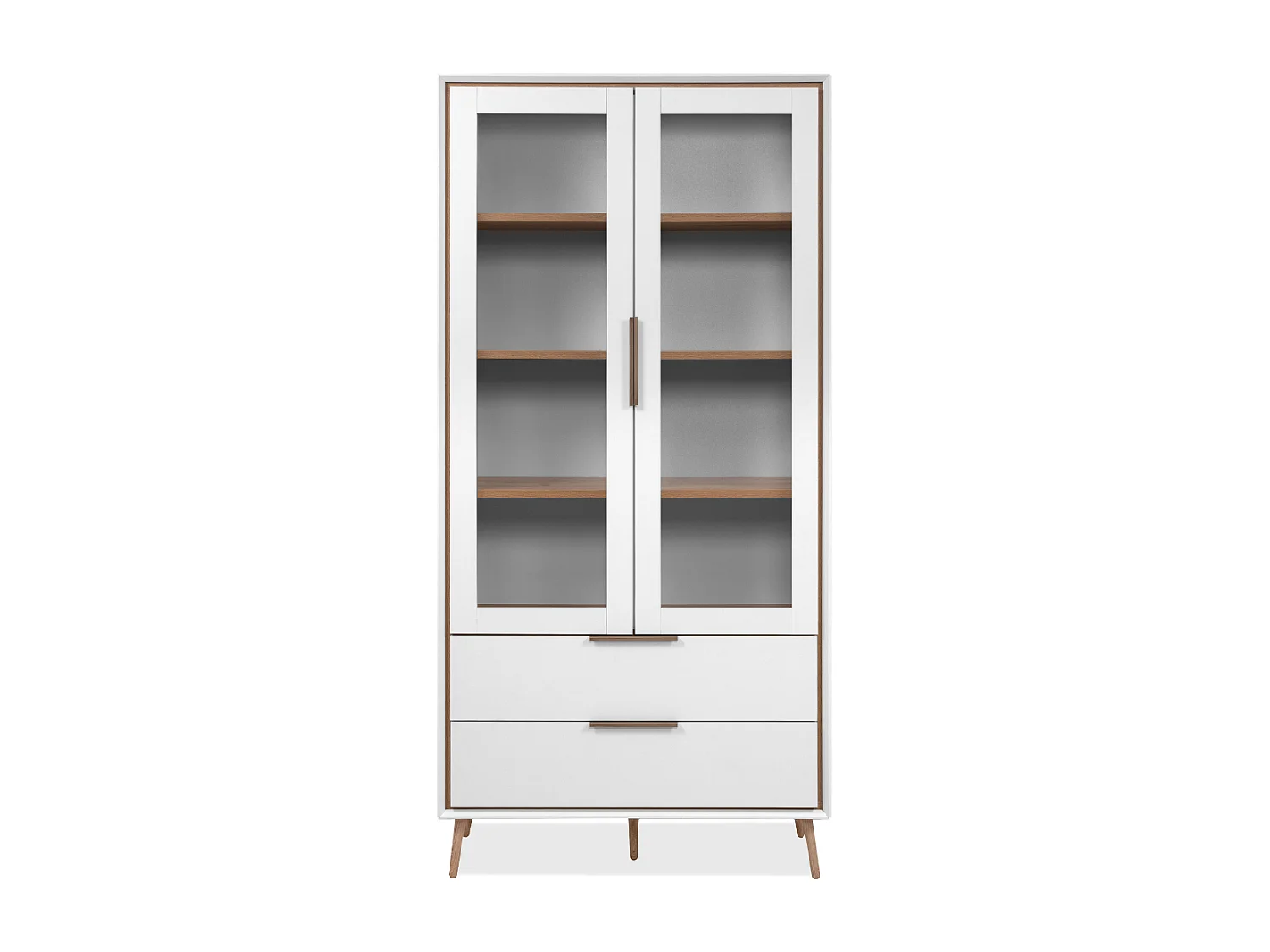 Hoog dressoir met 2 glazen deuren, 2 lades en 6 legplanken binnenin, 90 cm – ARONA