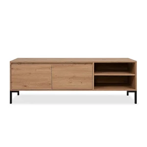 Industriële TV-meubel Korsika 56A – Ambachtelijke eik – 150 x 49 x 40 cm met 2 deuren, 2 nissen en metalen poten Industriële TV-meubel Korsika 56A – Ambachtelijke eik – 150 x 49 x 40 cm met 2 deuren, 2 nissen en metalen poten