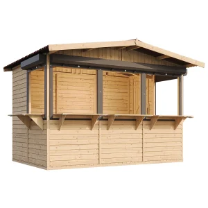 Houten tuinhuis, houten marktkraam – 263×336 cm / 6 m² – M150BZ Houten tuinhuis, houten marktkraam – 263×336 cm / 6 m² – M150BZ