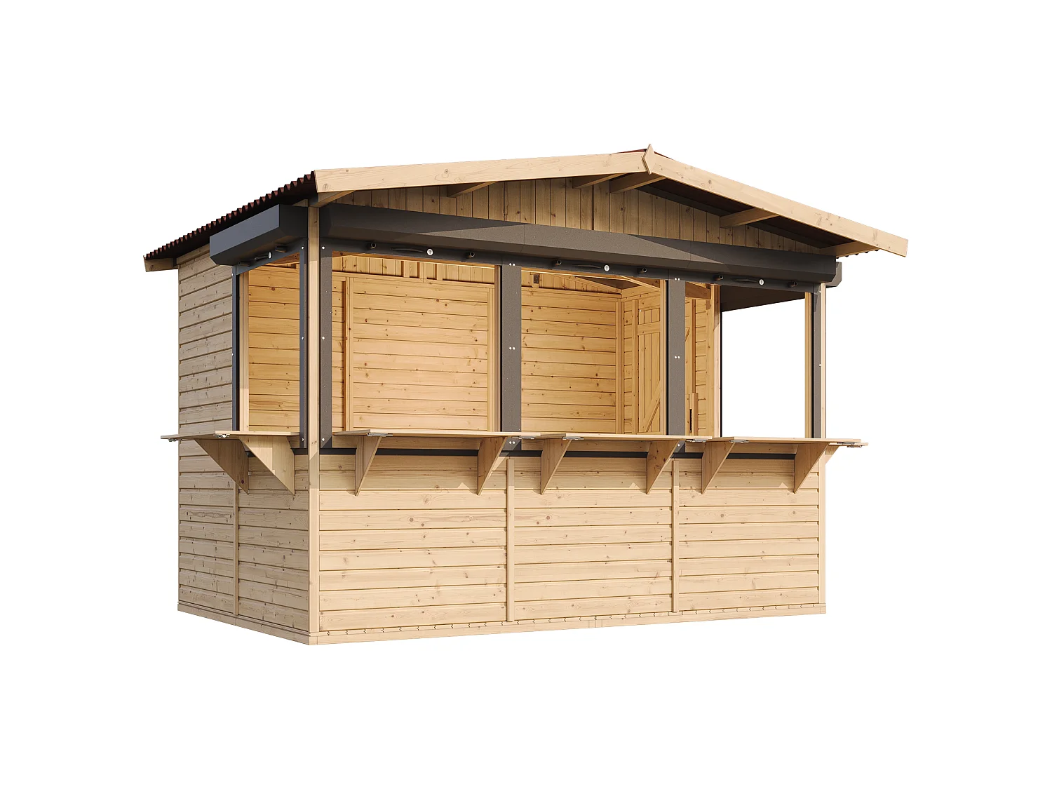 Houten tuinhuis, houten marktkraam - 263x336 cm / 6 m² - M150BZ
