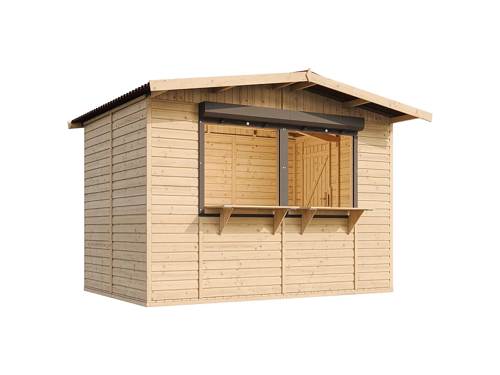 Houten tuinhuis, houten marktkraam - 263x336 cm / 6 m² - M150Z