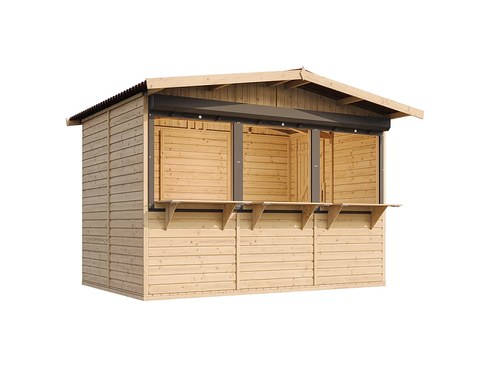 Houten tuinhuis, houten marktkraam - 263x336 cm / 6 m² - M150AZ