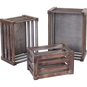 Houten doos MCW-C56 (set van 3), bruin, shabby Houten doos MCW-C56 (set van 3), bruin, shabby