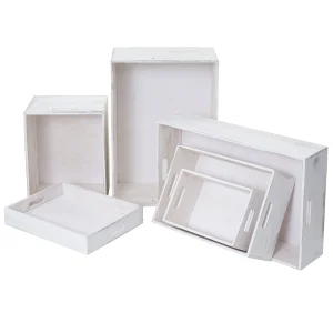 Houten doos MCW-C20 (set van 6), wit shabby Houten doos MCW-C20 (set van 6), wit shabby