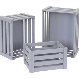 Houten doos MCW-C56 (set van 3), grijs, shabby Houten doos MCW-C56 (set van 3), grijs, shabby